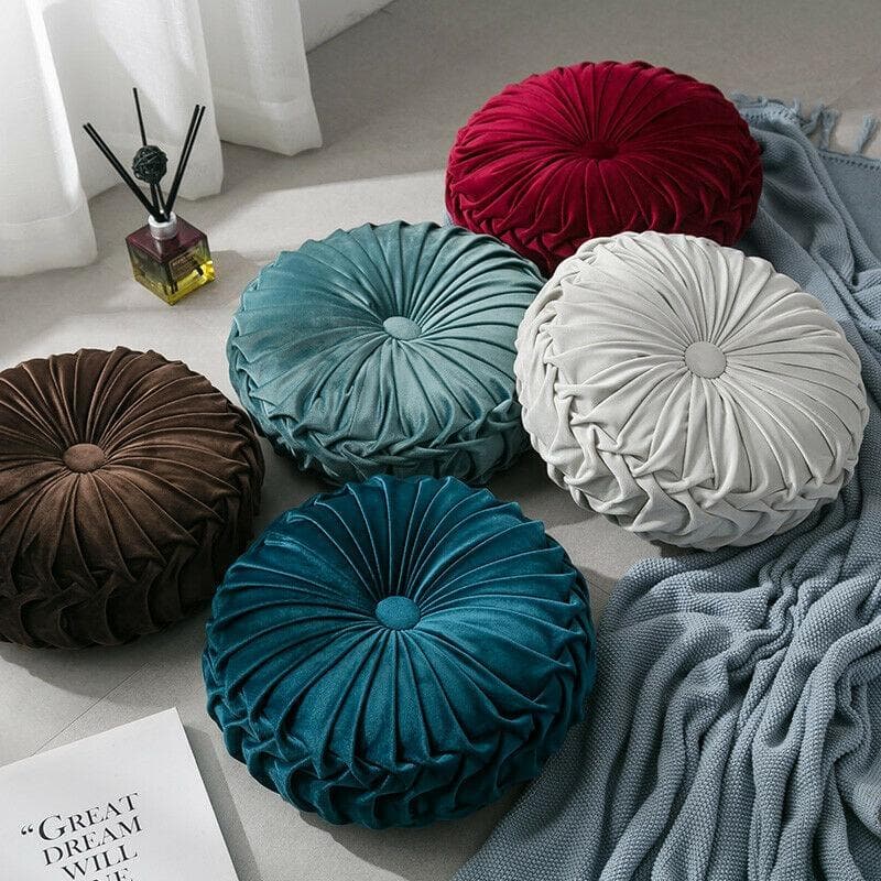 Round Tufted Velvet Cushion Feajoy