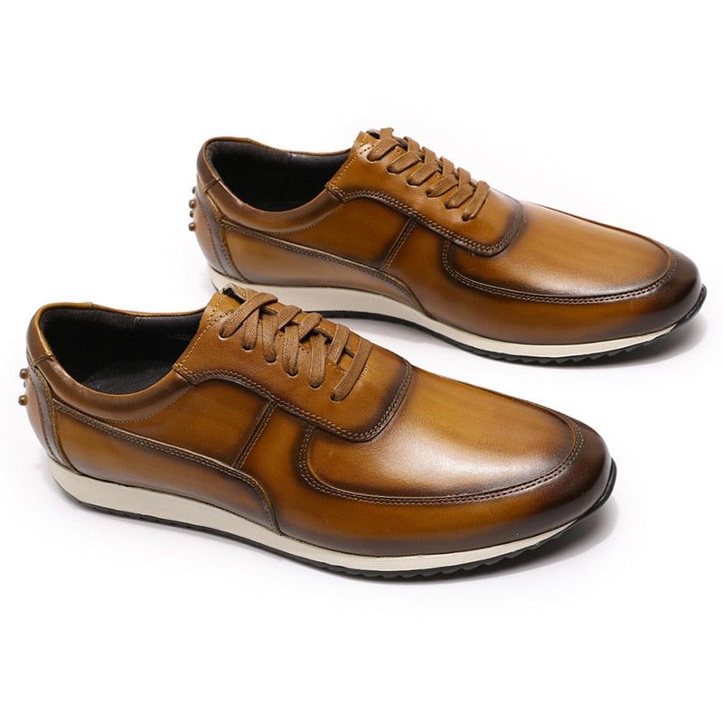 Genuine Leather Oxford  Street Style Sneakers Men's Casual Shoes MCSGT46 dylinoshop