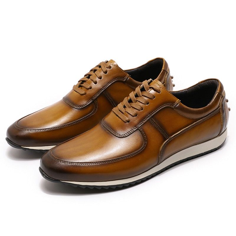 Genuine Leather Oxford  Street Style Sneakers Men's Casual Shoes MCSGT46 dylinoshop