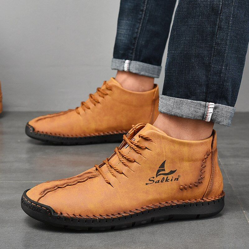 Hand-stitching Men's Casual Shoes MCSHT57  Leather Outdoor Ankle Boots dylinoshop