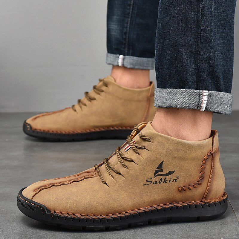 Hand-stitching Men's Casual Shoes MCSHT57  Leather Outdoor Ankle Boots dylinoshop