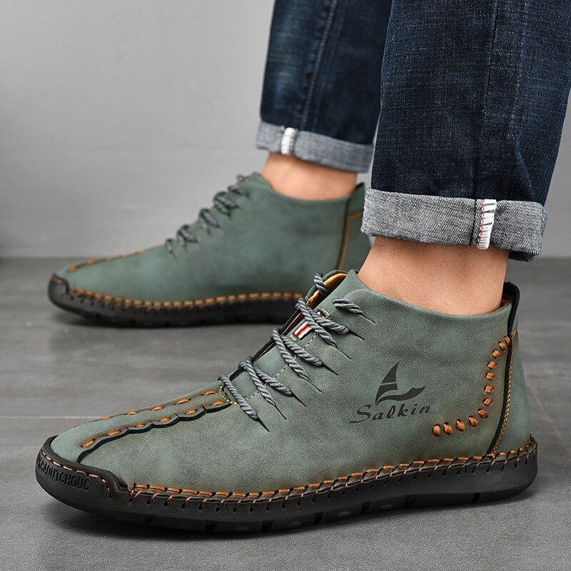 Hand-stitching Men's Casual Shoes MCSHT57  Leather Outdoor Ankle Boots dylinoshop