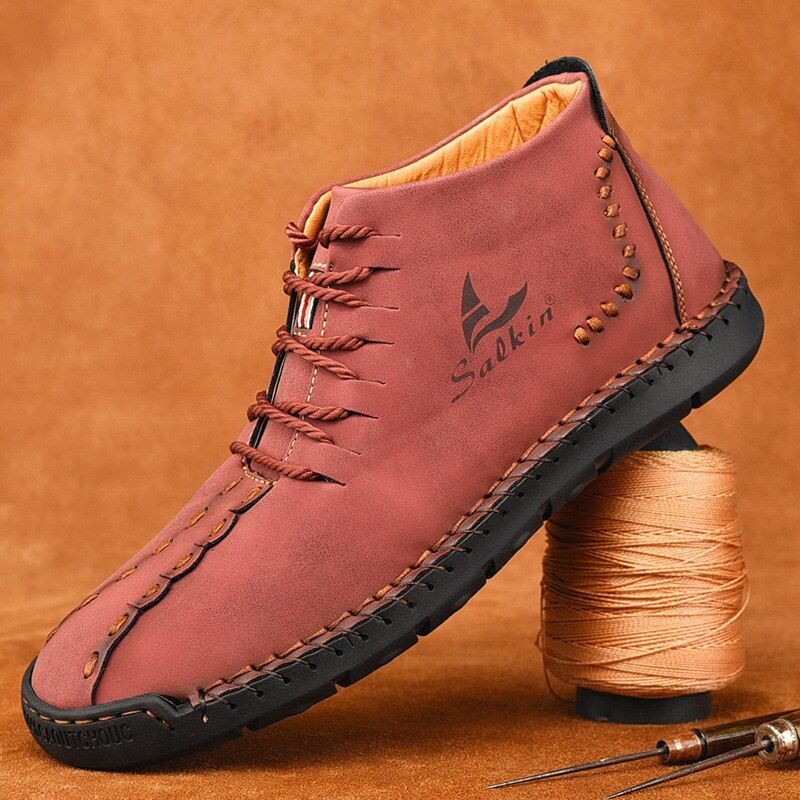 Hand-stitching Men's Casual Shoes MCSHT57  Leather Outdoor Ankle Boots dylinoshop