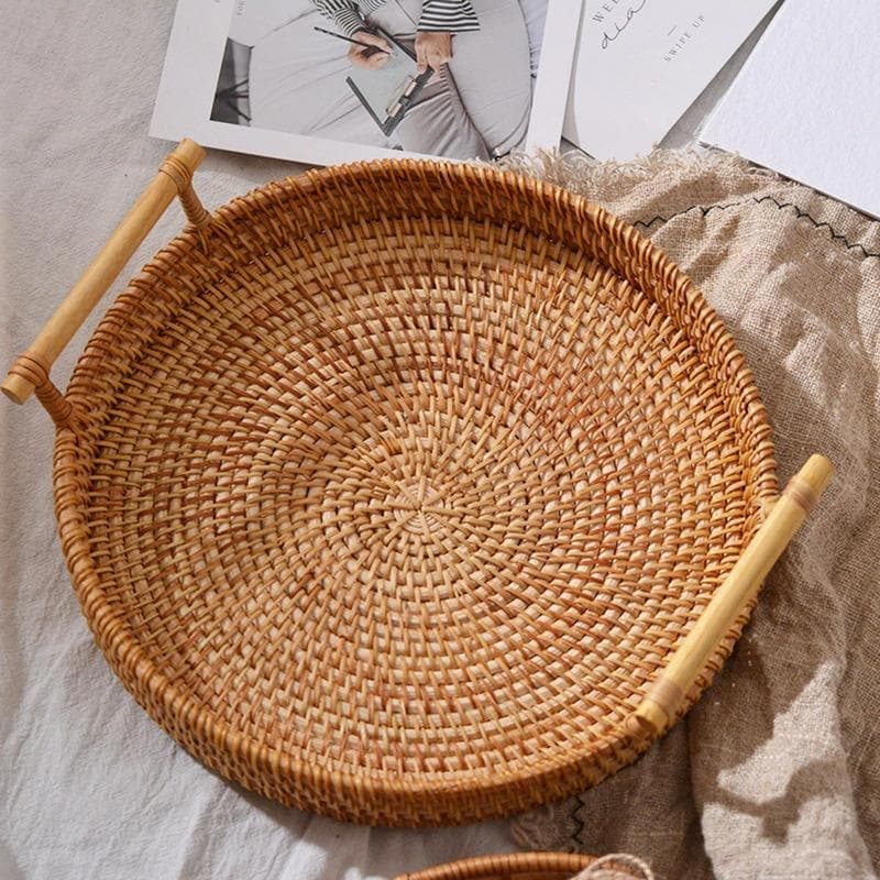 Handmade Round Rattan Basket dylinoshop