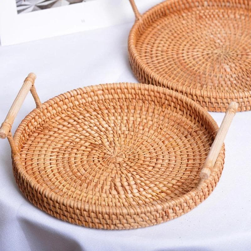 Handmade Round Rattan Basket dylinoshop