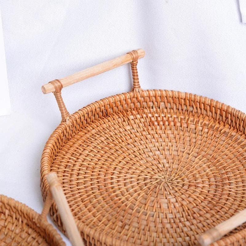 Handmade Round Rattan Basket dylinoshop