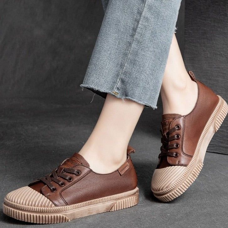 Handmade Women Casual Shoes Leather Platform Sneakers HGCS09 Touchy Style