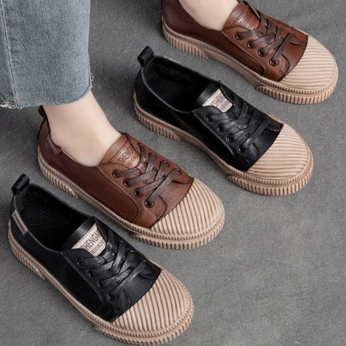 Handmade Women Casual Shoes Leather Platform Sneakers HGCS09 Touchy Style