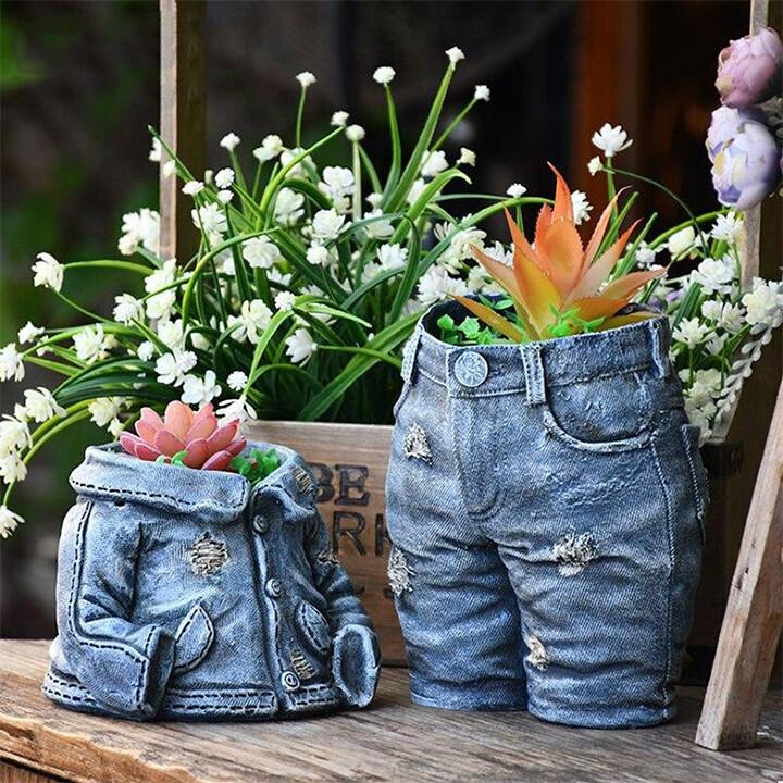 Denim Clothes Pants Flower Pot dylinoshop