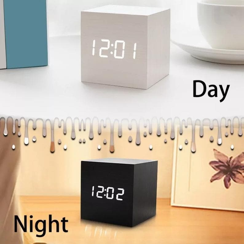 Modern Wooden Alarm Clock Feajoy