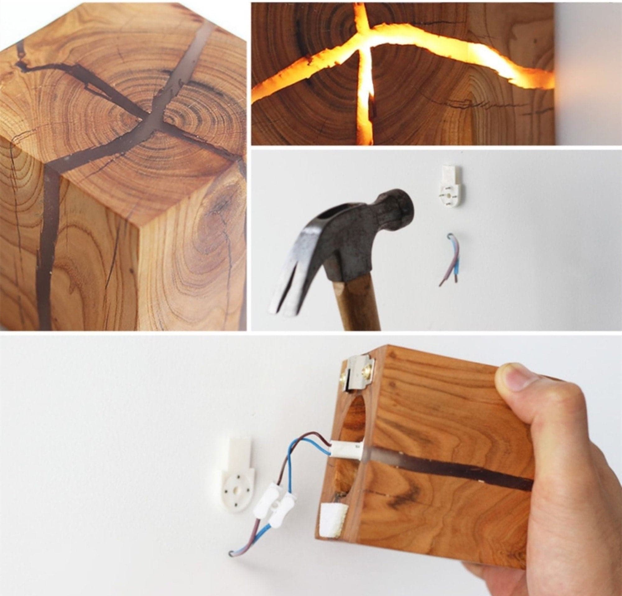 Cracked Wood Wood Wall Lamp dylinoshop