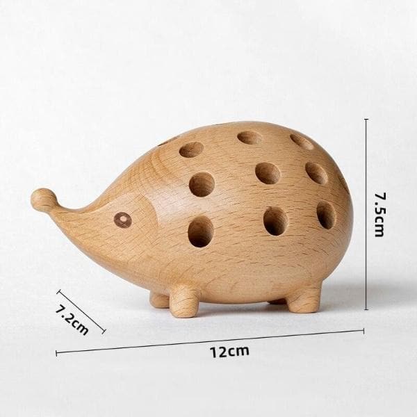 Wooden Hedgehog Pen Holder Feajoy