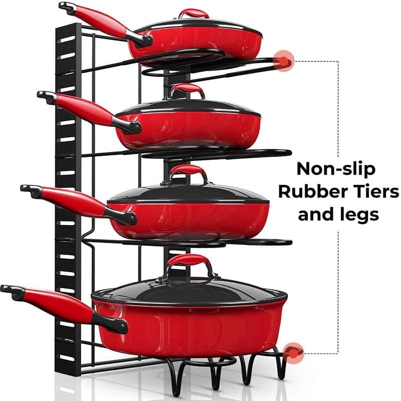 Kitchen Pan Organizer w/ 8 Adjustable Non-slip Tiers dylinoshop