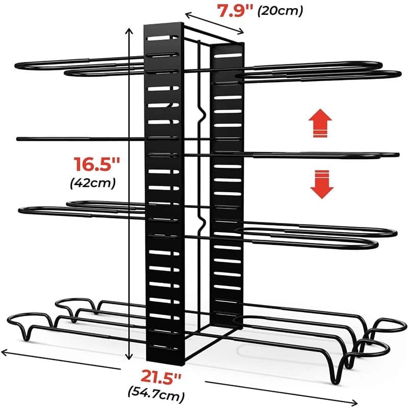 Kitchen Pan Organizer w/ 8 Adjustable Non-slip Tiers dylinoshop