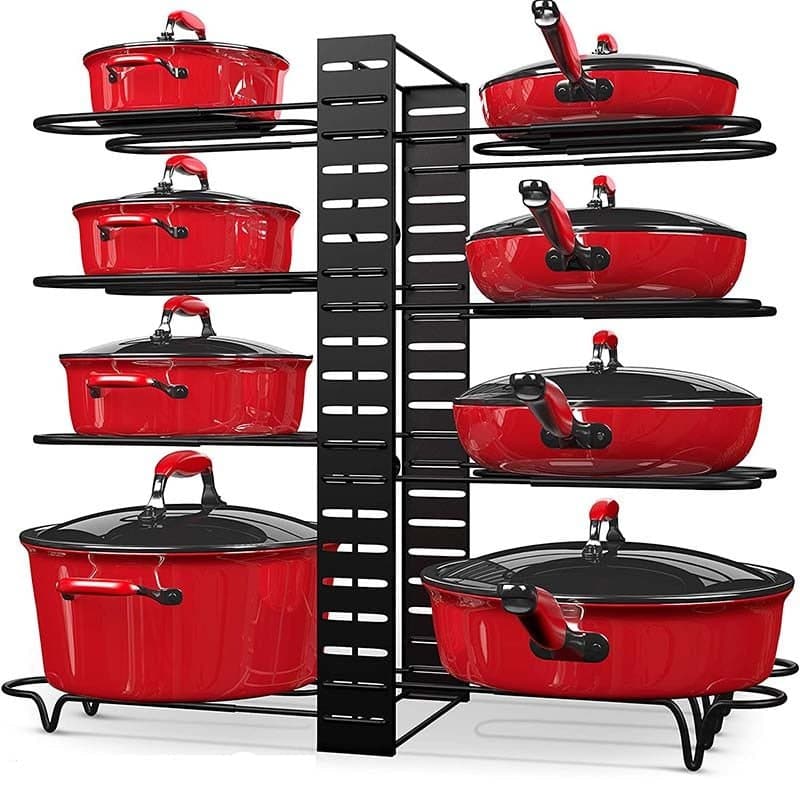 Kitchen Pan Organizer w/ 8 Adjustable Non-slip Tiers dylinoshop