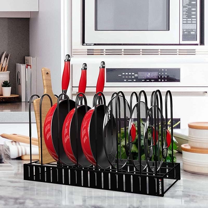 Kitchen Pan Organizer w/ 8 Adjustable Non-slip Tiers dylinoshop