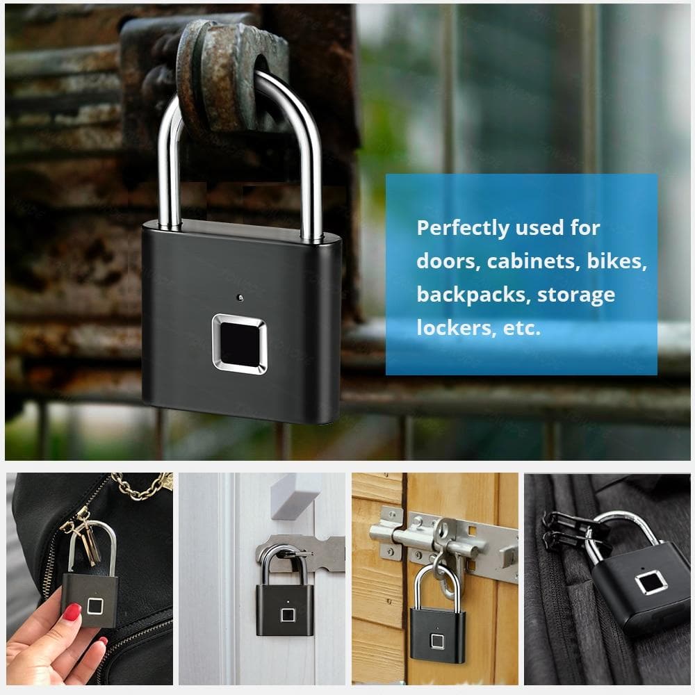 LockSmart™ - Rechargeable Fingerprint Padlock DYLINOSHOP