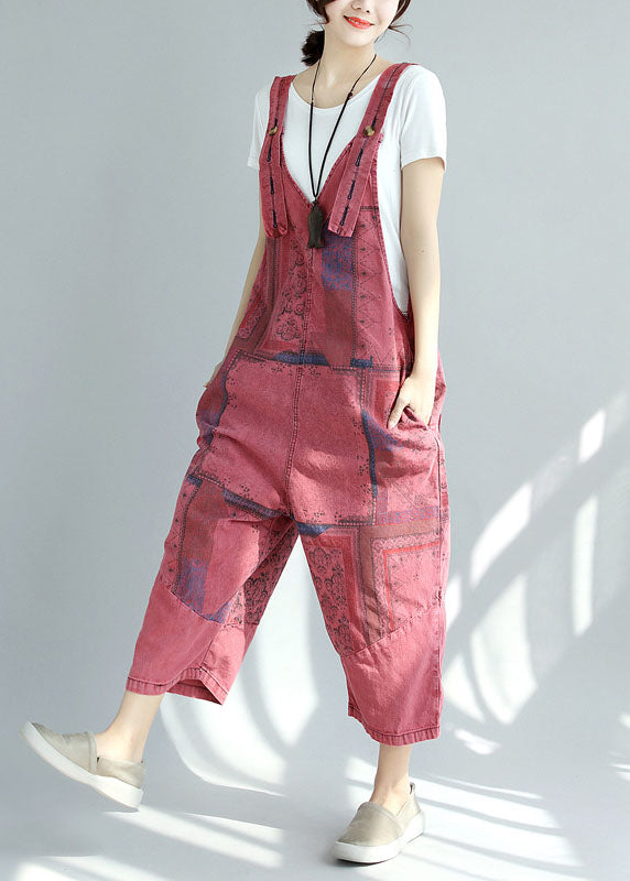 loose Mulberry pockets Print Jumpsuit Spring dylinoshop