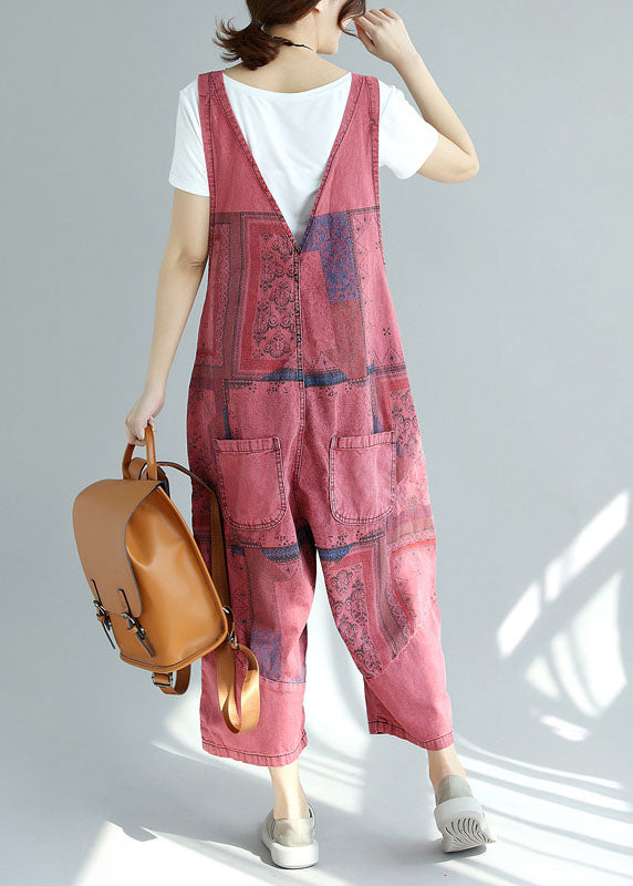 loose Mulberry pockets Print Jumpsuit Spring dylinoshop