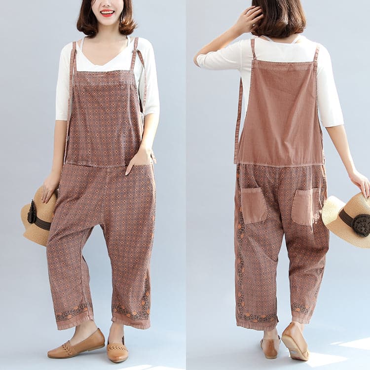 new autumn cotton patchwork prink trousers oversize jumpsuit pants JPTS171028