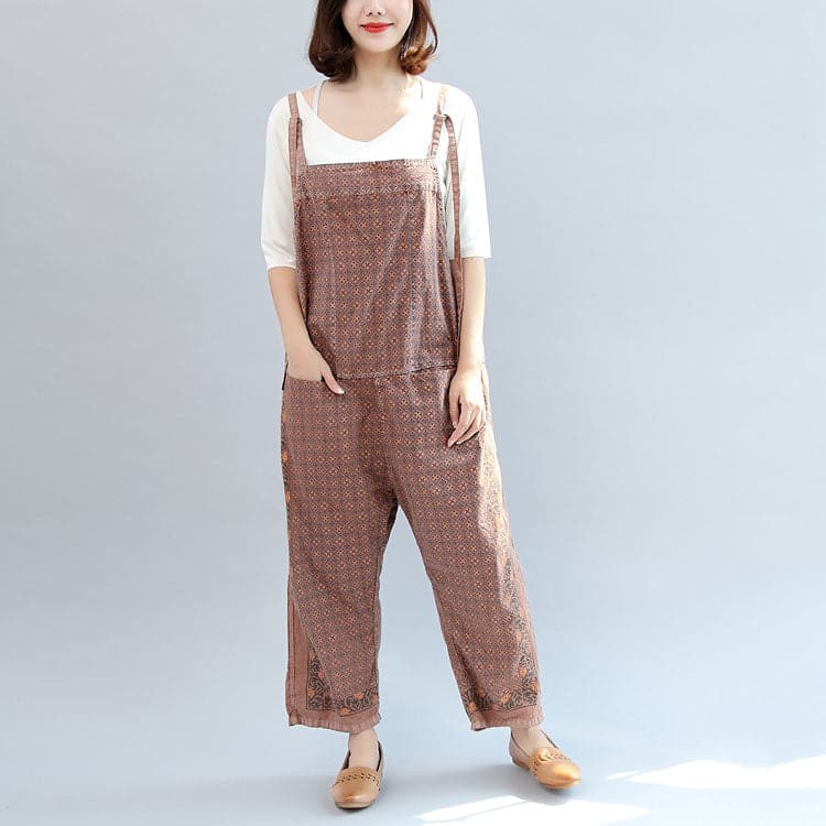 new autumn cotton patchwork prink trousers oversize jumpsuit pants JPTS171028