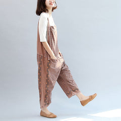 new autumn cotton patchwork prink trousers oversize jumpsuit pants JPTS171028