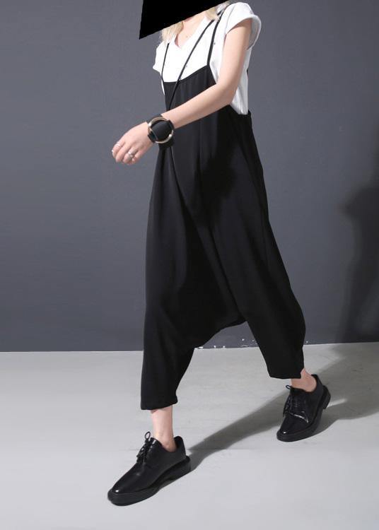 New Black Casual High Waist Cotton Blended Pants Loose Women Jumpsuit Pants dylinoshop