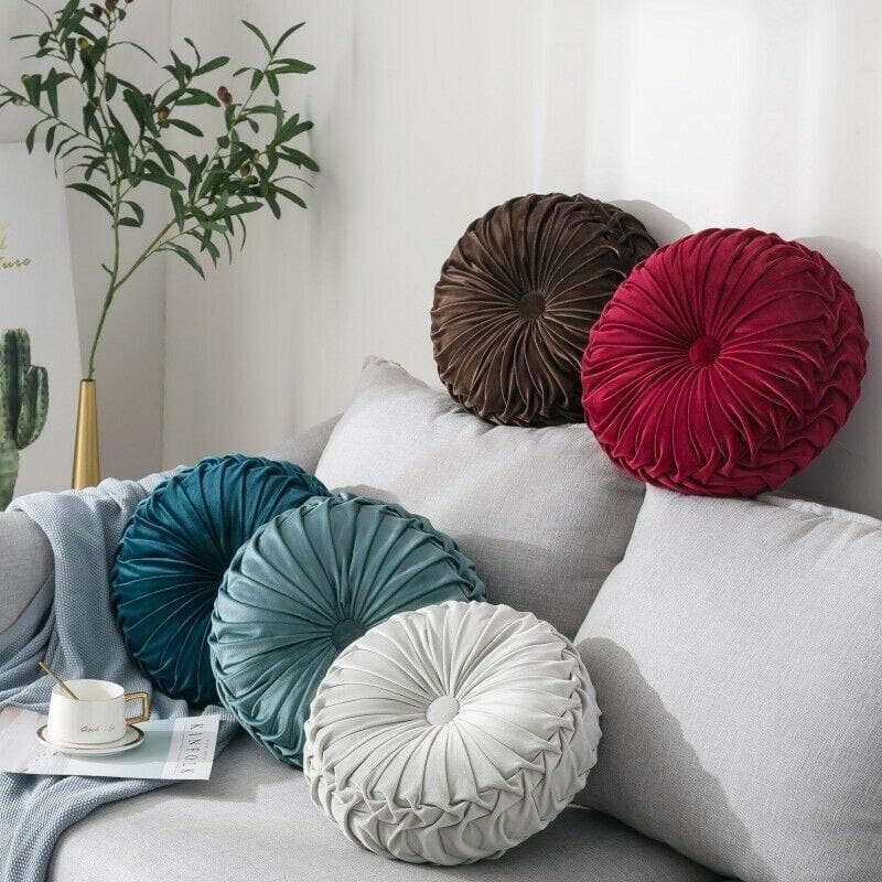 Round Tufted Velvet Cushion Feajoy