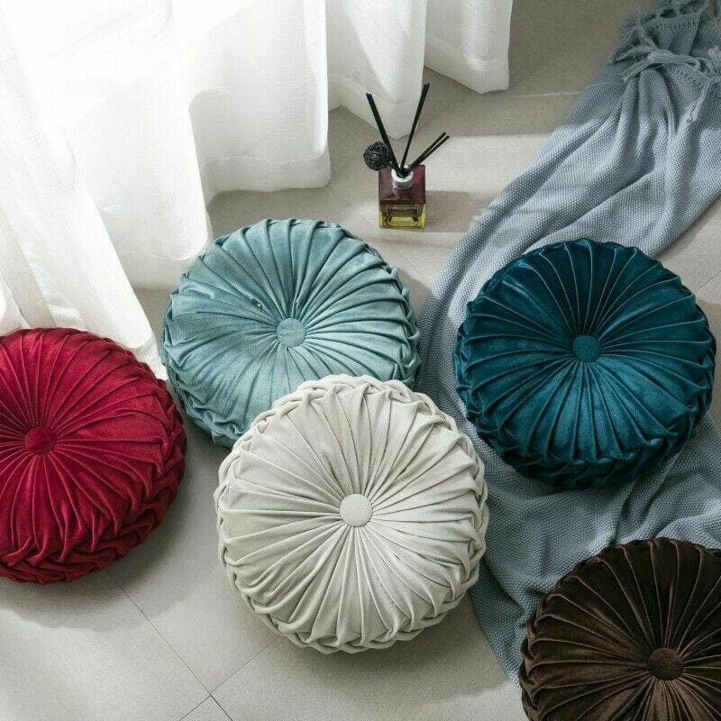 Round Tufted Velvet Cushion Feajoy