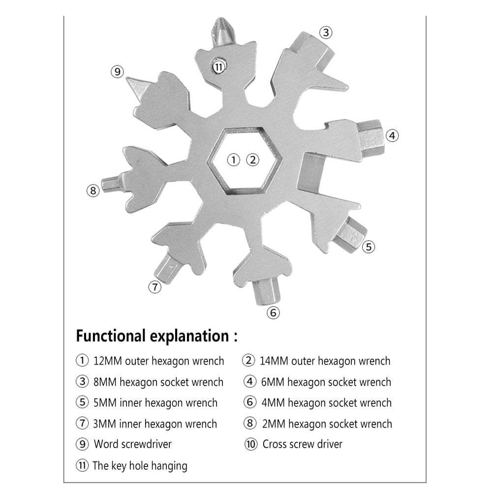 Portable 18-in-1 Mini Snowflake Multi Pocket Tool DYLINOSHOP