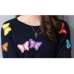 Women Butterfly Pullover Knitted Sweater Warm Casual Tops dylinoshop