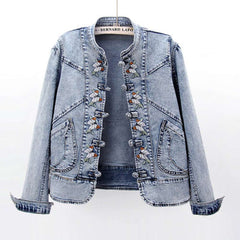 Women Butterfly Embroidery Denim Jacket dylinoshop