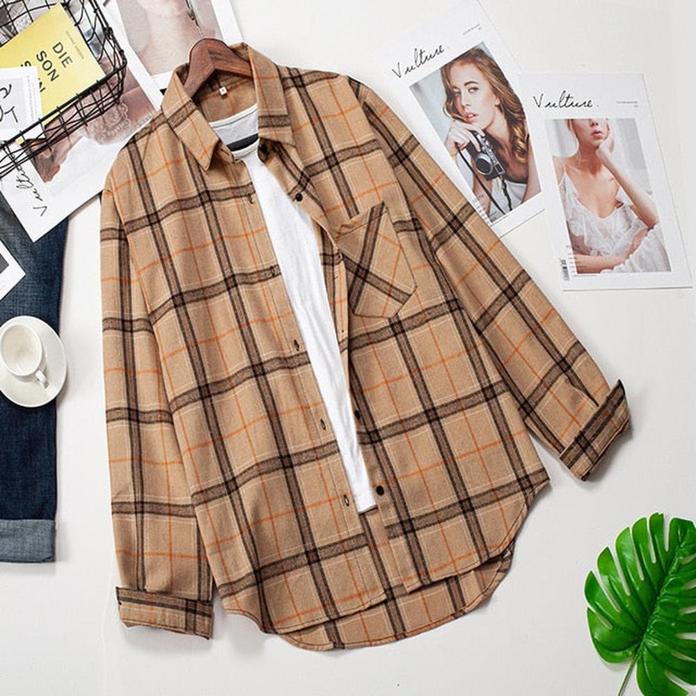 Women Long Sleeve Plaid Shirts dylinoshop