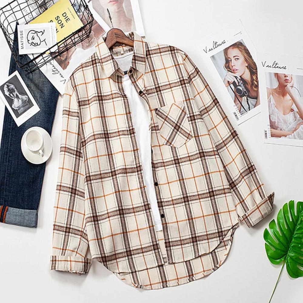 Women Long Sleeve Plaid Shirts dylinoshop