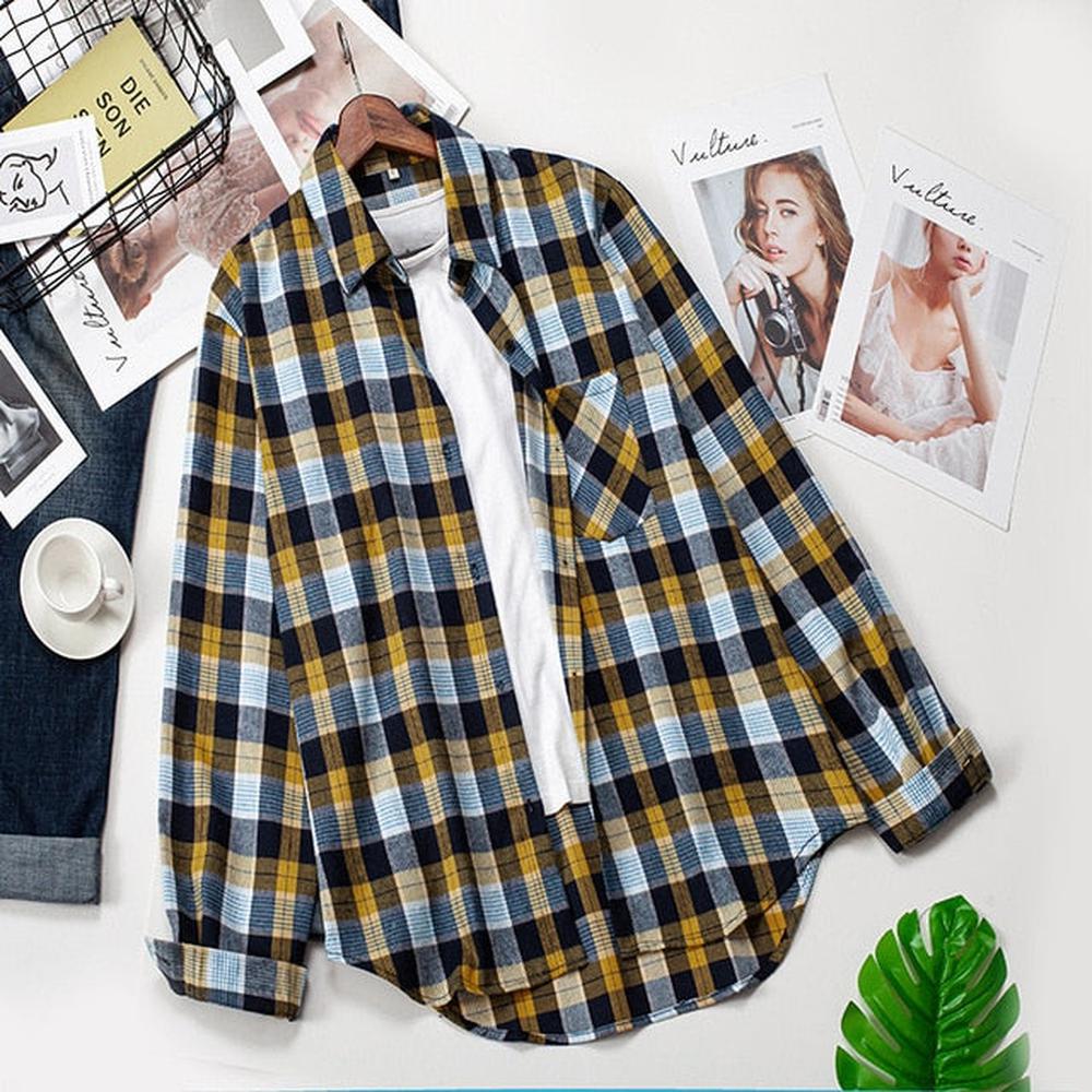 Women Long Sleeve Plaid Shirts dylinoshop