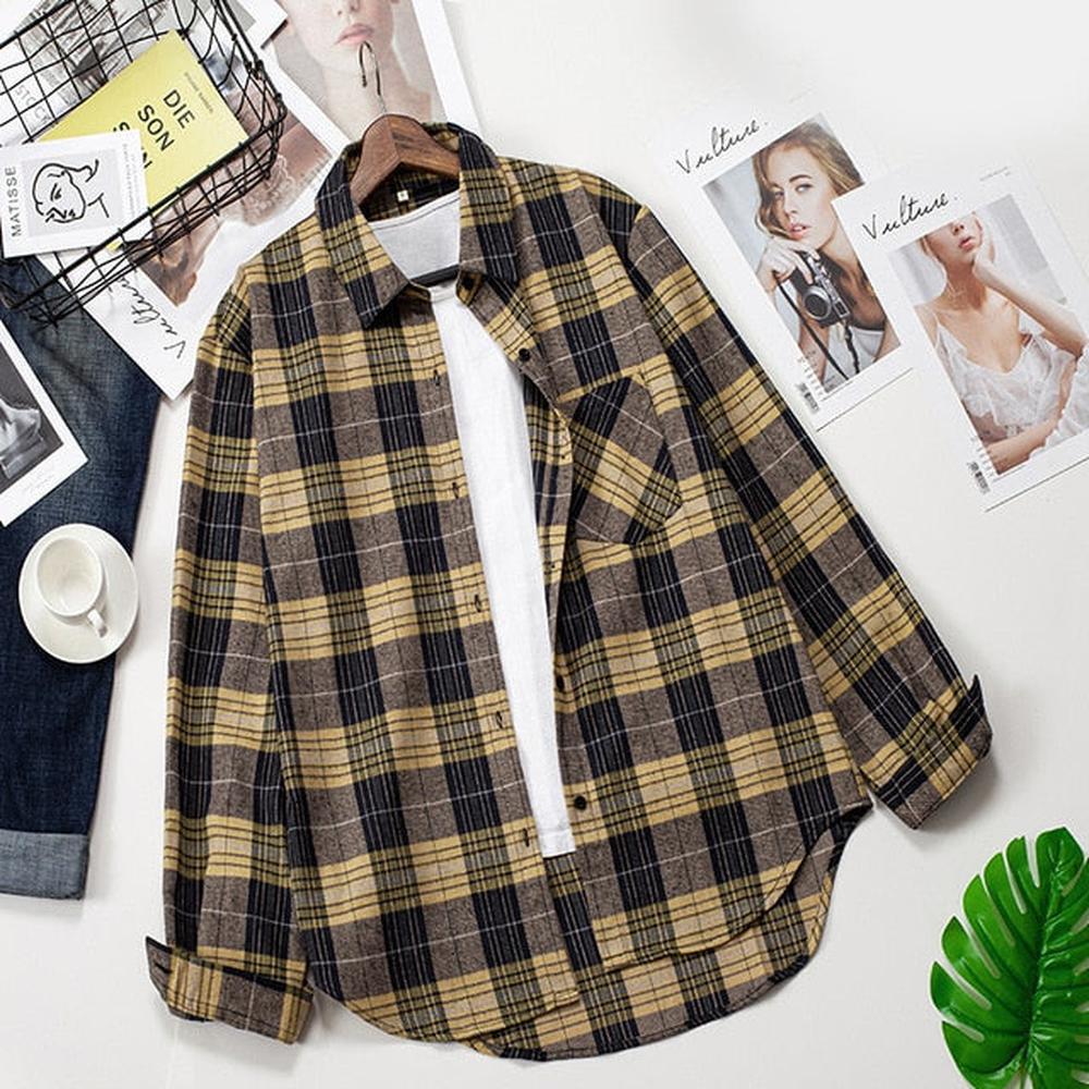 Women Long Sleeve Plaid Shirts dylinoshop