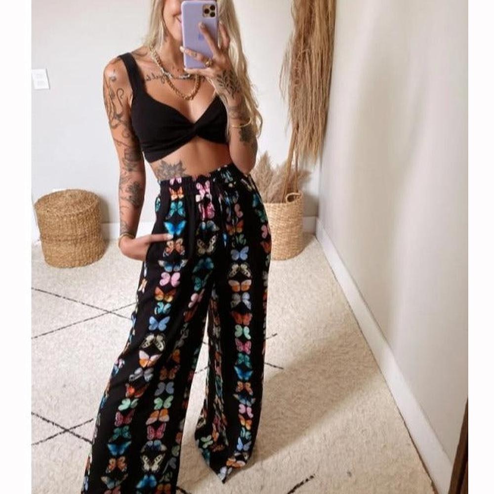 Women's Outfits Boho Beach Style Print Underwear Loose Wide Leg Pants Tracksuit dylinoshop