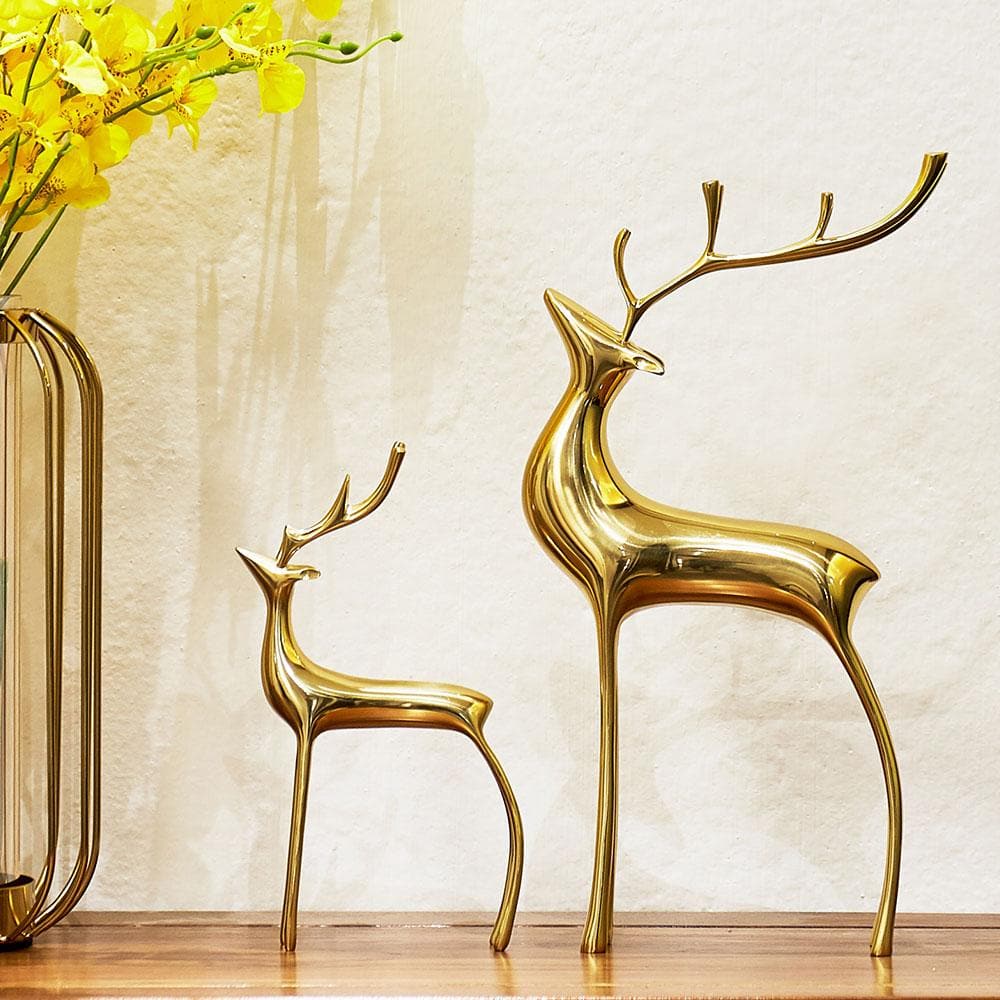 Decorative Golden Reindeer Figurines dylinoshop