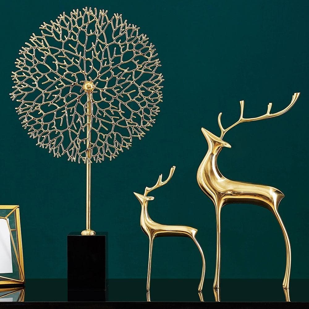 Decorative Golden Reindeer Figurines dylinoshop