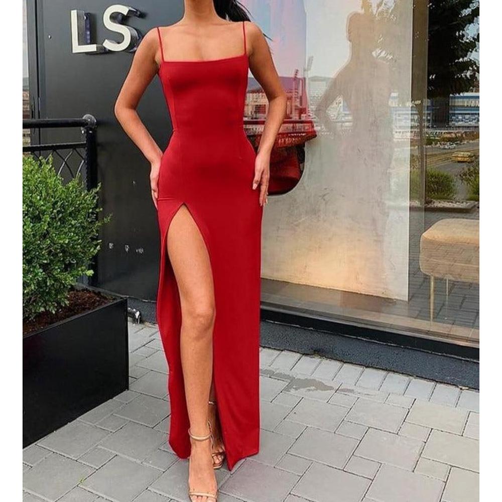 Women Elegant Sleeveless Slit Maxi Dress dylinoshop