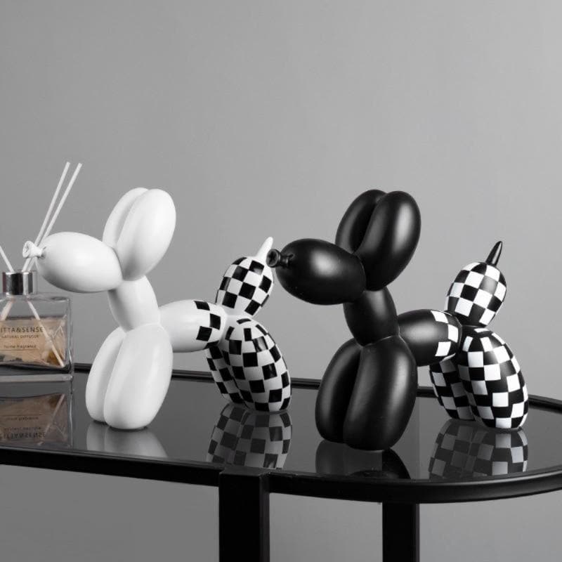 Checkered Balloon Dog Sculpture dylinoshop