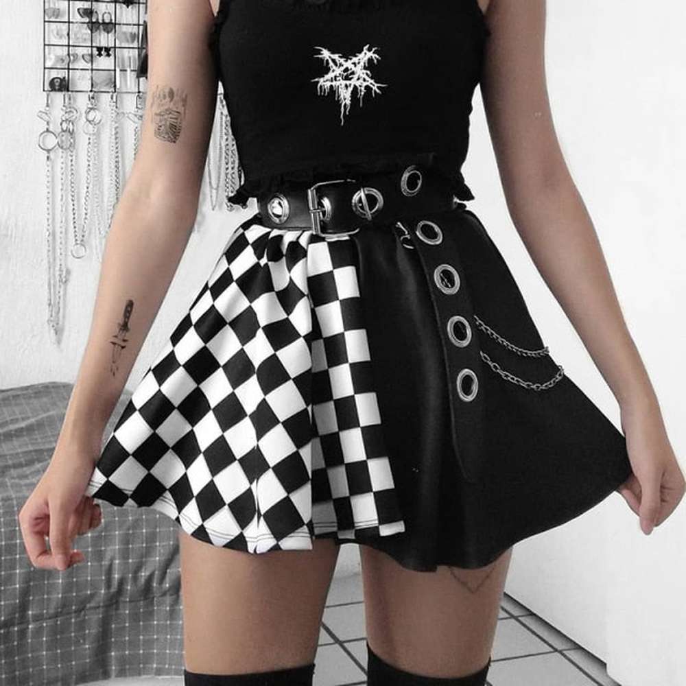 Women E-girl Gothic Lace Mini Pleated Harajuku Streetwear Skirt dylinoshop