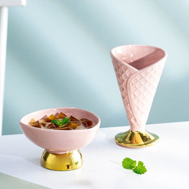 Ice Cream Cone Porcelain Dessert Cup & Bowl dylinoshop