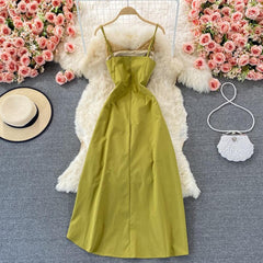 Women French Retro Temperament Waist Slimming Dress dylinoshop