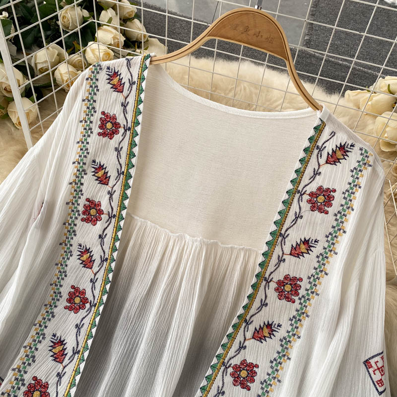 Women Bohemian Embroidered Tassel Chiffon Cardigan dylinoshop