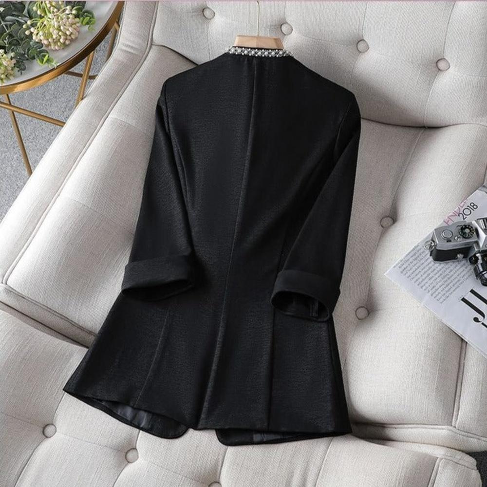 Women Korean Style Pearl Half Sleeve Casual Blazer dylinoshop