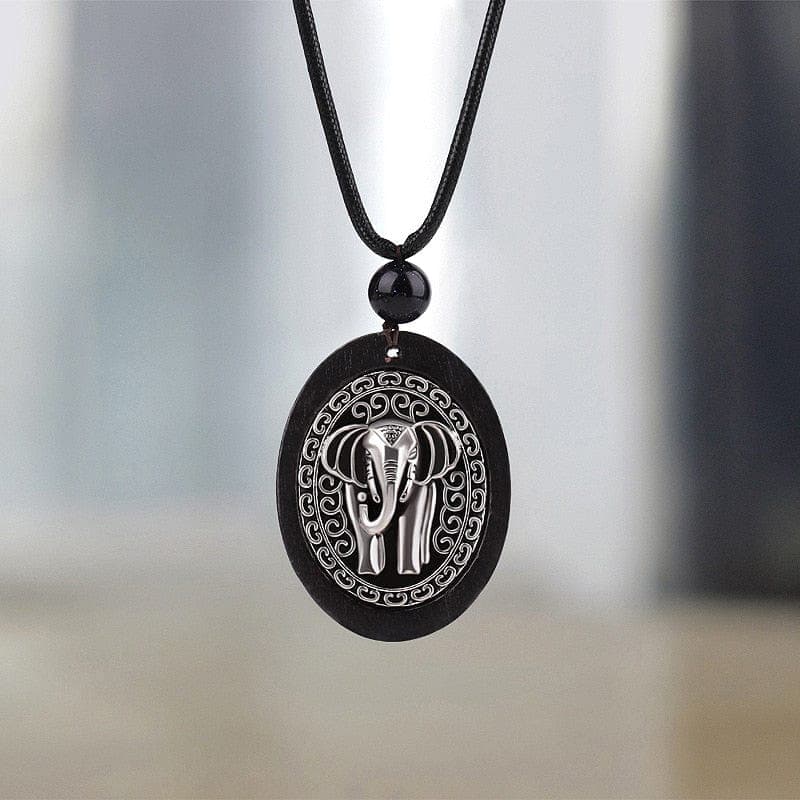 Elephant Wooden Pendant Necklace dylinoshop