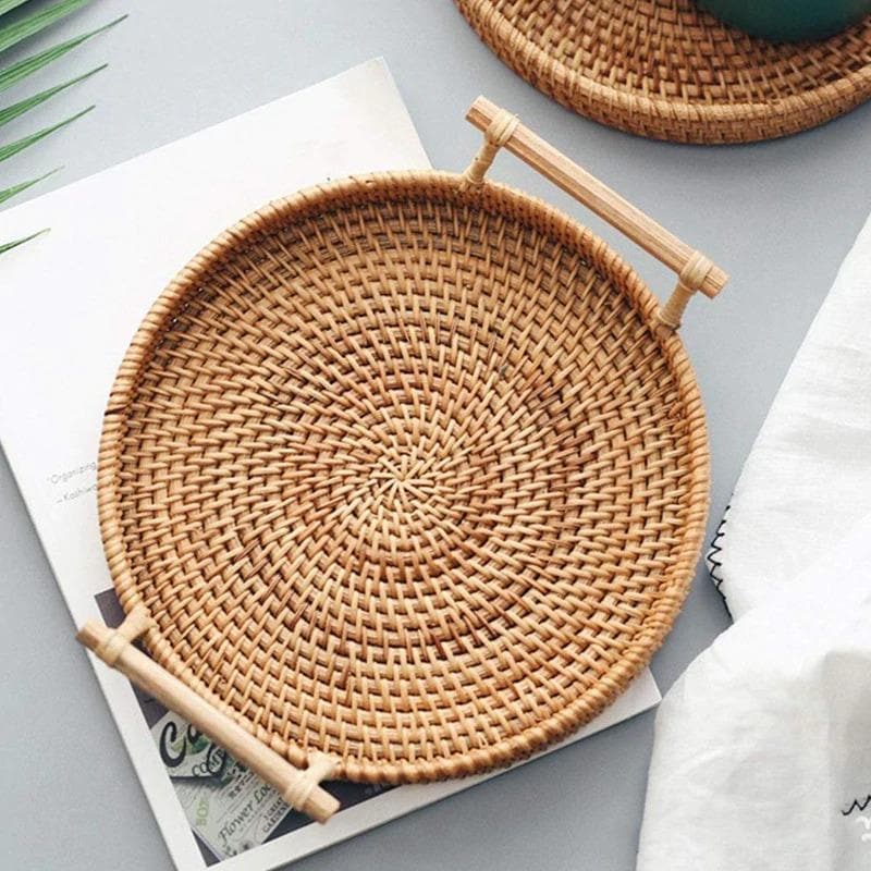 Handmade Round Rattan Basket dylinoshop