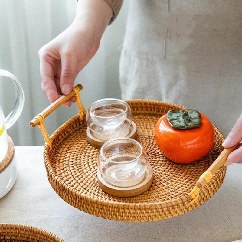 Handmade Round Rattan Basket dylinoshop