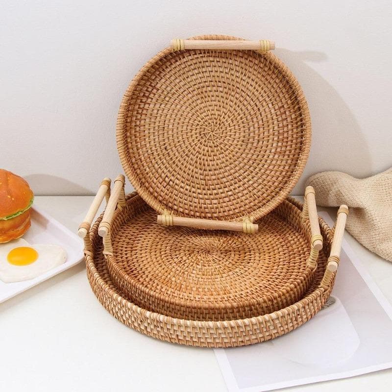 Handmade Round Rattan Basket dylinoshop